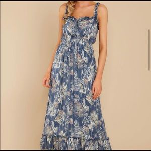Lovestitch blue maxi floral shimmer thread maxi. Size small. NWT